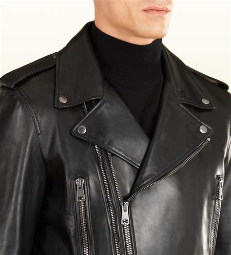 gucci leather jacket|gucci leather jacket men's.